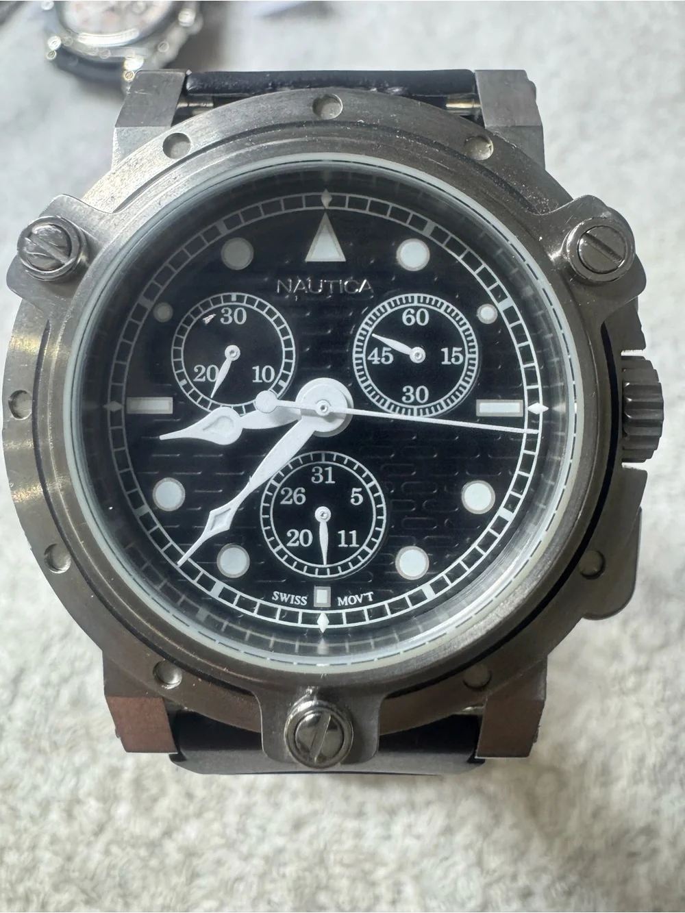 Nautica Men's Black Dial Stainless Steel Chronograph Watch